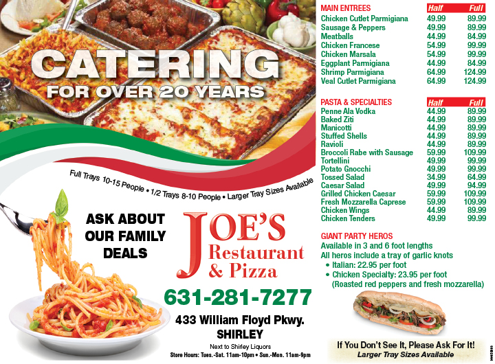 JOE'S PIZZA OF SHIRLEY INC - Coupon & Promo - Money Mailer