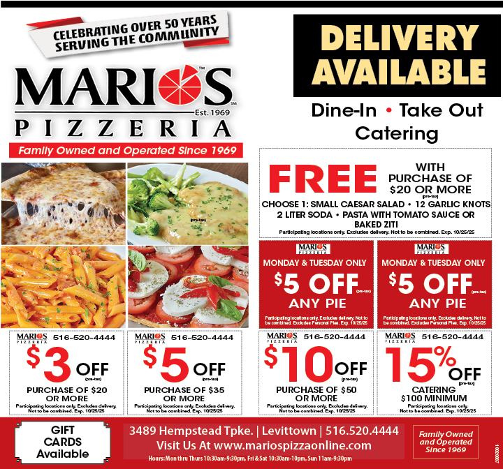 Mario's Pizzeria of Levittown - Pizza restaurant in Levittown, NY