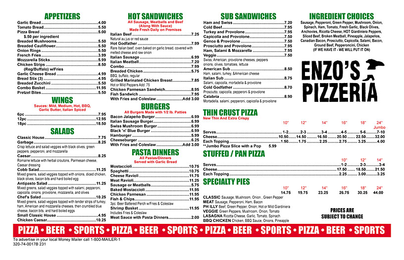 Enzo's Pizza Coupons & Offers Money Mailer Coupons in Homer Glen, IL