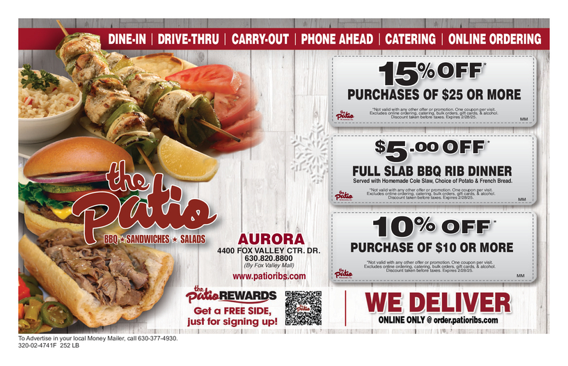 The Patio Coupon Promo Bridgeview IL Money Mailer