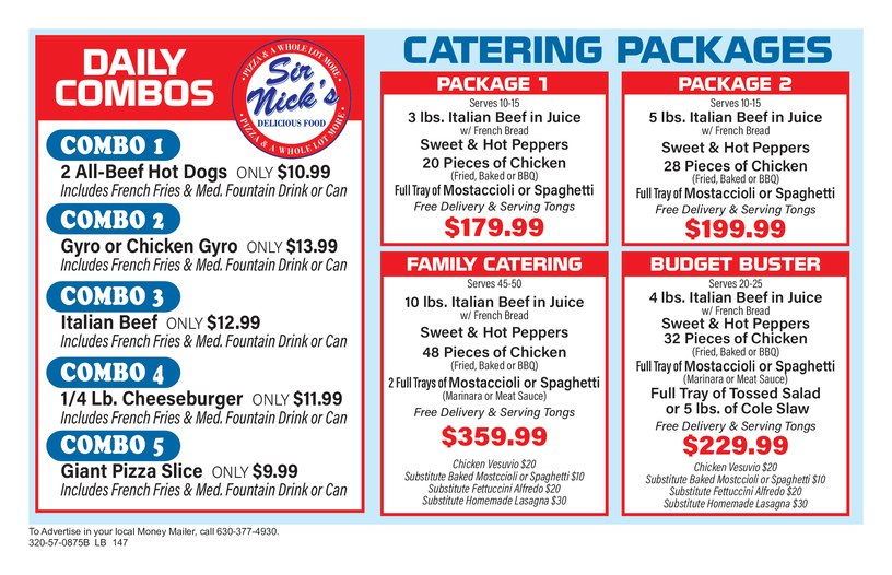 Sir Nick's Coupons & Offers Money Mailer Coupons in Carol Stream, IL