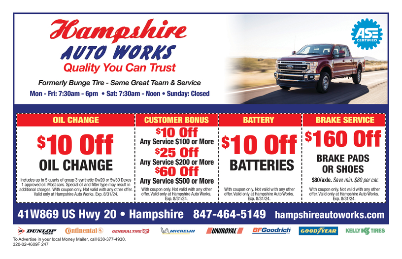 Hampshire Auto Works Coupons & Offers Money Mailer Coupons in