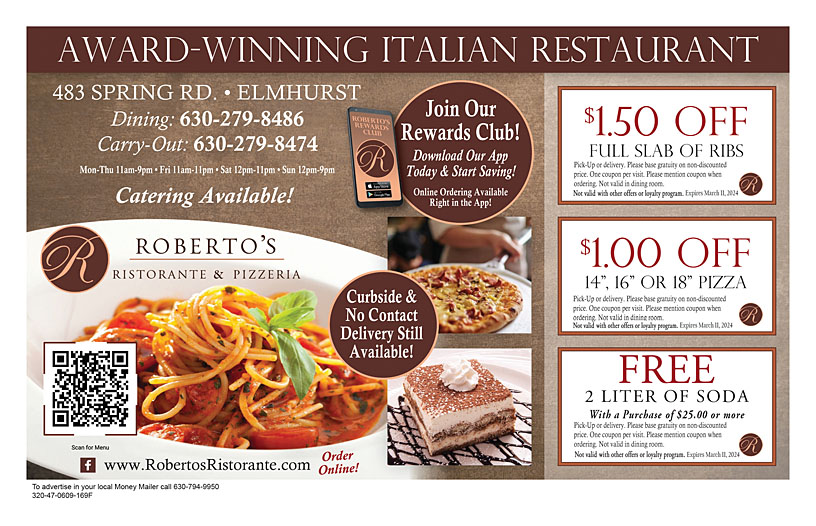Roberto's Ristorante & Pizzeria - Coupon & Promo - Elmhurst, IL - Money  Mailer