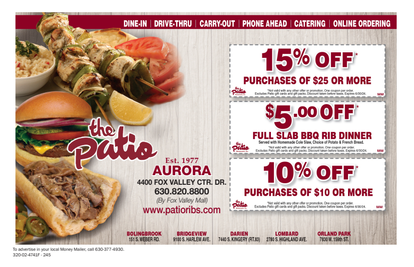 The Patio Coupons & Offers Money Mailer Coupons in Orland Park, IL