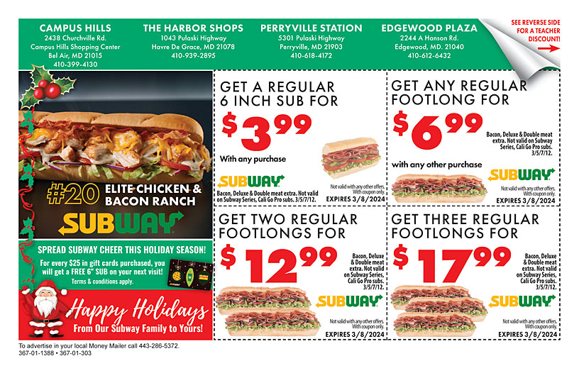 Subway coupons deals