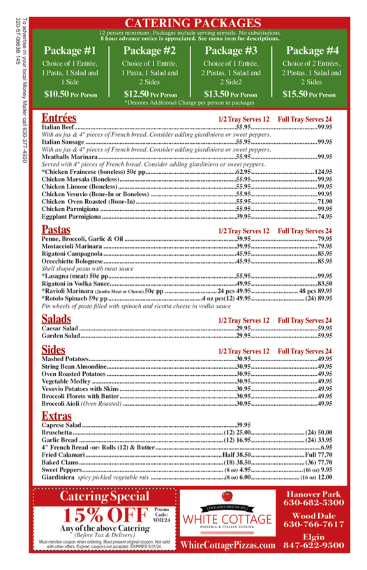 White Cottage Pizza Hanover Deals and Coupons in Carol Stream, IL