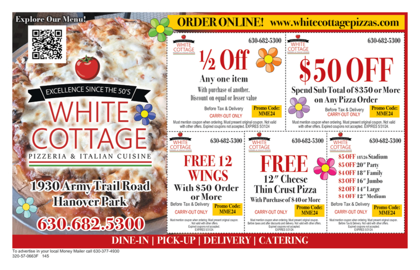 White Cottage Pizza Hanover Deals and Coupons in Carol Stream, IL