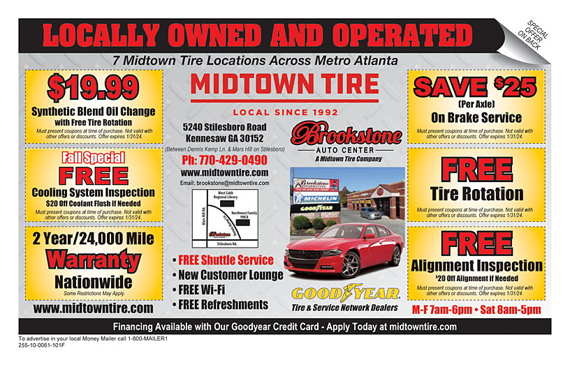 Midtown Tire Coupon Promo Atlanta GA Money Mailer