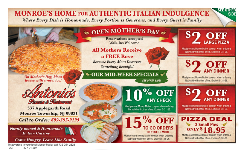 Antonio's Pizza Coupons & Offers - Money Mailer Coupons in Monroe