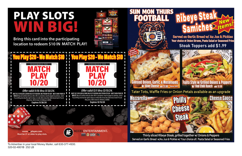 週末セール！42,222円→32,222円　ショット　637 サイズ40 Dポケ Jexal's Pizza & Wing-Zeria Coupons & Offers - Money Mailer Coupons