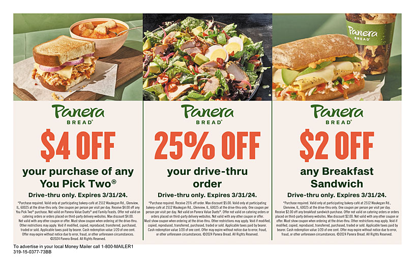 Coupons for store panera bread