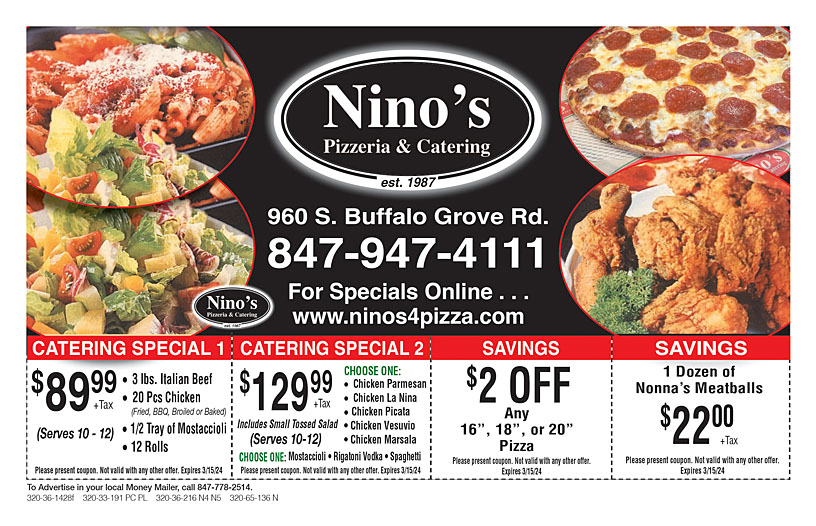 Nino's Pizzeria & Catering Deals and Coupons in Buffalo Grove, IL