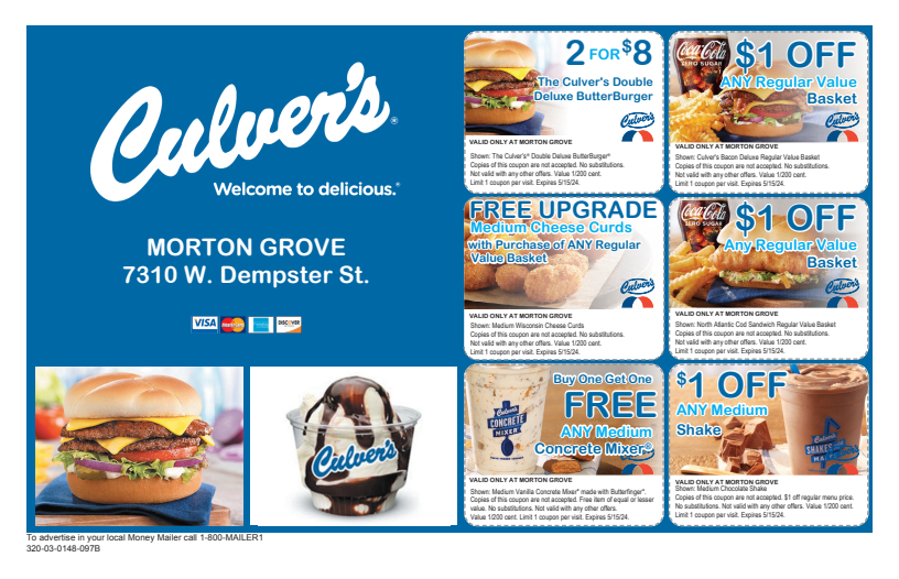 Culver's of Morton Grove Coupons & Offers Money Mailer Coupons in