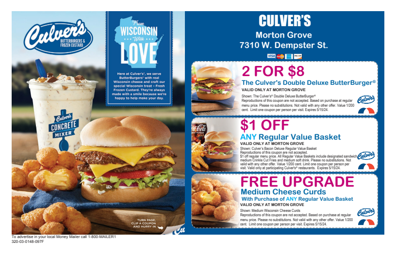 Culver's of Morton Grove Coupons & Offers Money Mailer Coupons in