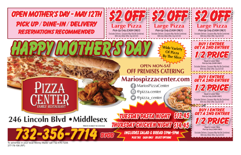 Mario's Pizza Center Coupons & Offers Money Mailer Coupons in