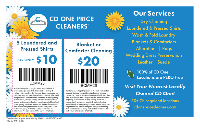 CD One Price Cleaners - Coupon & Promo - Money Mailer
