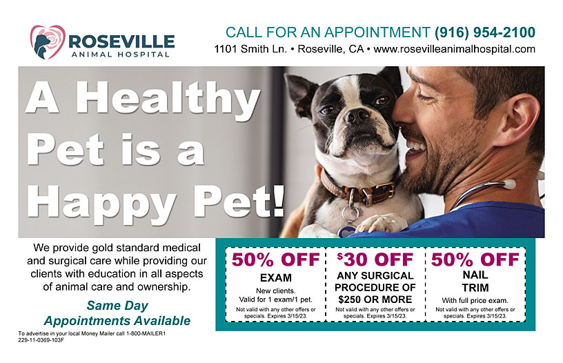 Roseville Animal Hospital - Coupon & Promo - Roseville, CA - Money Mailer