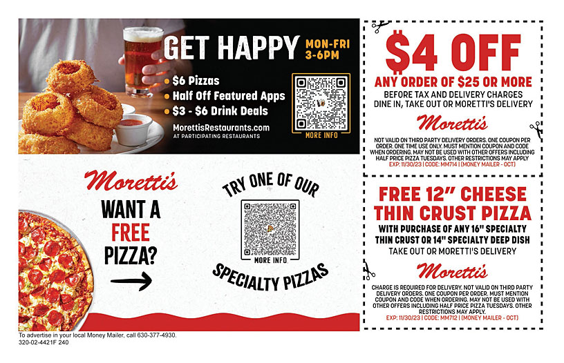 Moretti's - Coupon & Promo - Morton Grove, IL - Money Mailer