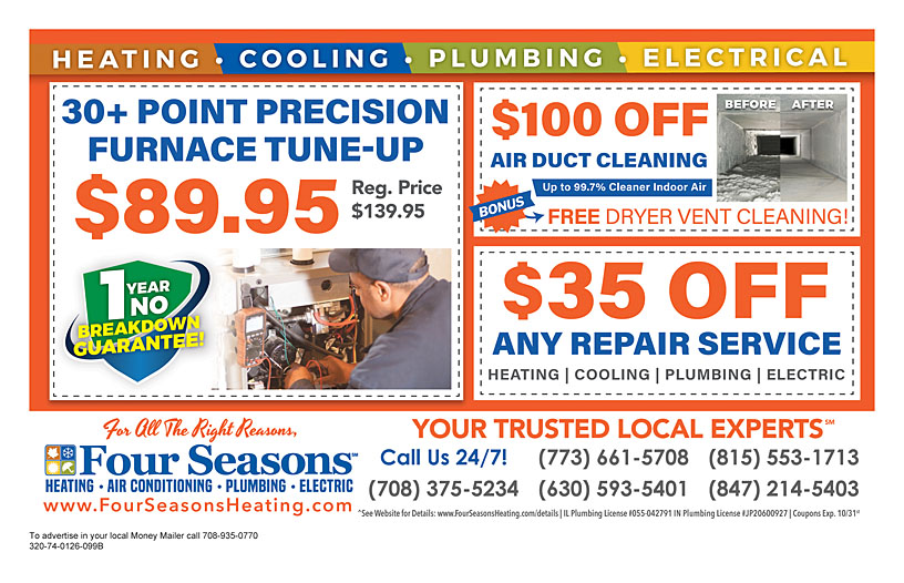 Four Seasons Heating u0026 Air Conditioning - Coupon u0026 Promo - Chicago, IL -  Money Mailer